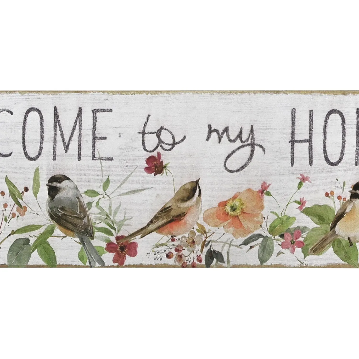 Welcome to Home Floral Birds Sign - White