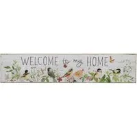 Welcome to Home Floral Birds Sign - White