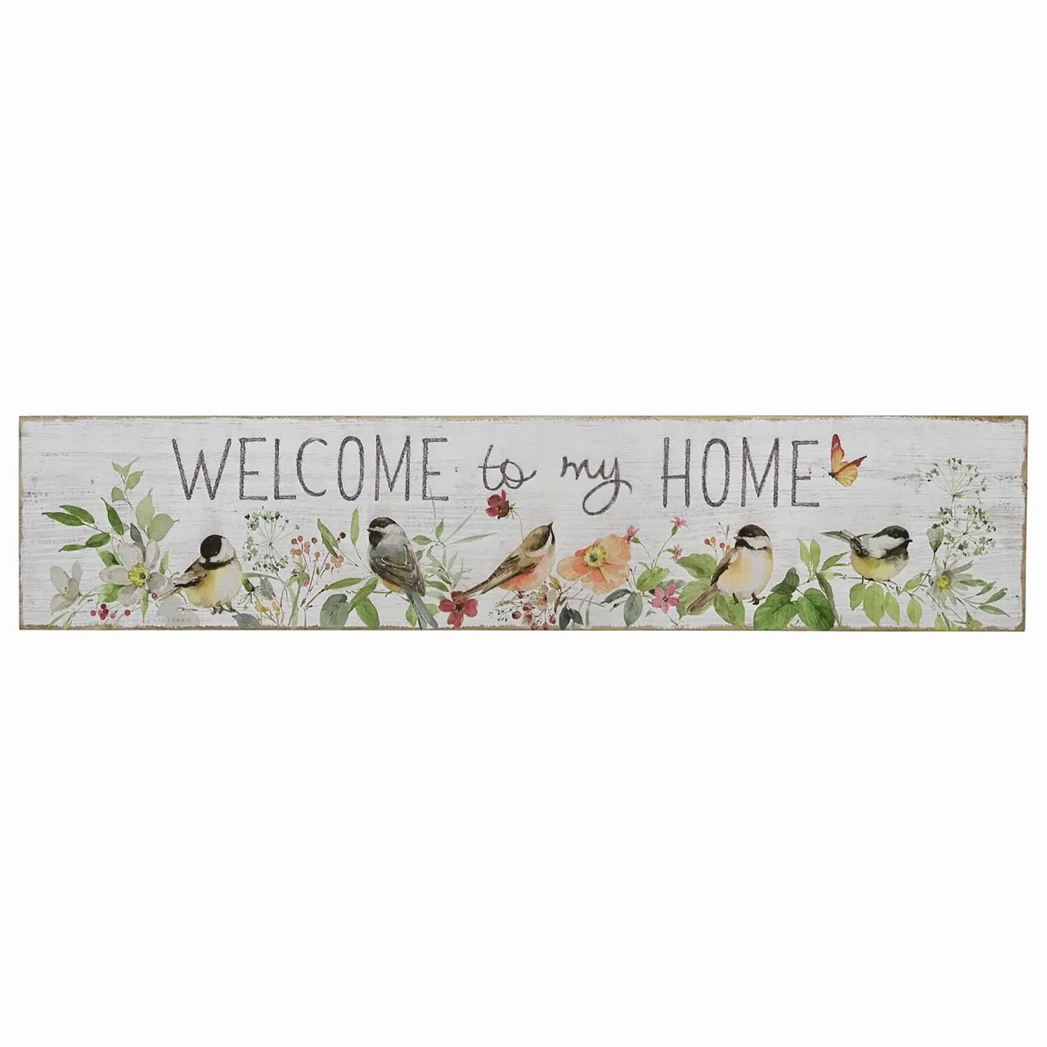 Welcome to Home Floral Birds Sign - White image