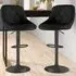 Bar Stool Set of 2 with Gas Lift - Black, Leather