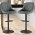 Bar Stool Set of 2 with Gas Lift - Dark Grey, Fabric