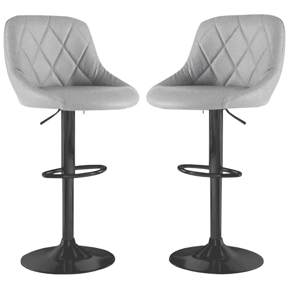 Bar Stool Set of 2 with Gas Lift - Grey, Fabric