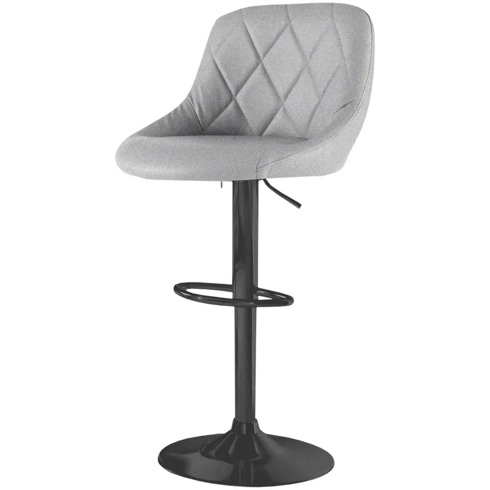 Bar Stool Set of 2 with Gas Lift - Grey, Fabric