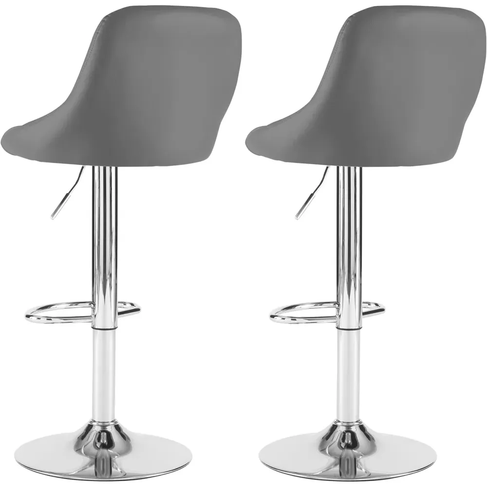 Bar Stool Set of 2 with Swivel - Grey, Faux Leather