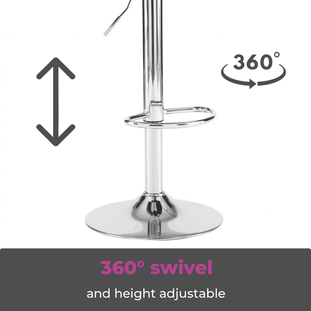 Bar Stool Set of 2 with Swivel - Grey, Faux Leather