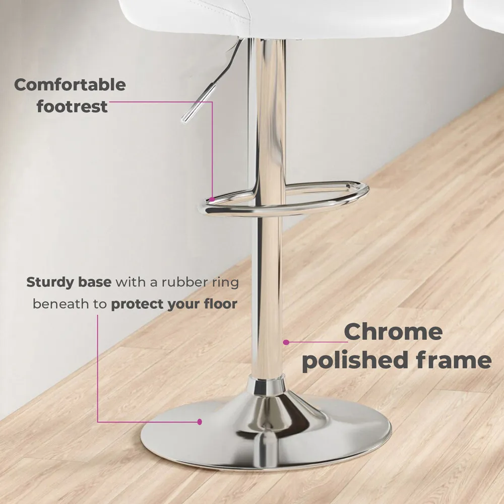 Bar Stool Set of 2 with Swivel - White, Faux Leather