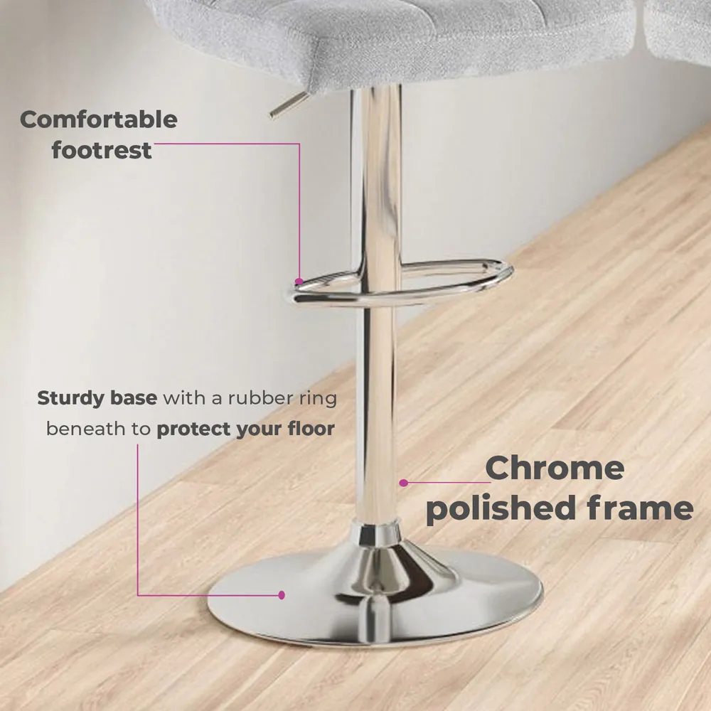 Cuban Swivel Bar Stool Set of 2 - Grey, Fabric