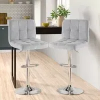 Cuban Swivel Bar Stool Set of 2 - Grey, Fabric