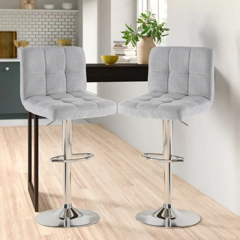 Cuban Swivel Bar Stool Set of 2 - Grey, Fabric image