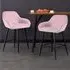 Diamond Quilted Bar Stool Set of 2 - Pink, Crushed Velvet