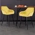 Diamond Quilted Bar Stool Set of 2 - Yellow, Crushed Velvet
