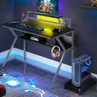 Ergonomic 2-Tier Gaming Desk with Monitor Stand - Grey