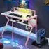 Ergonomic 2-Tier Gaming Desk with Monitor Stand - Pink