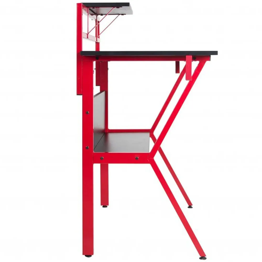 Ergonomic 2-Tier Gaming Desk with Monitor Stand - Red