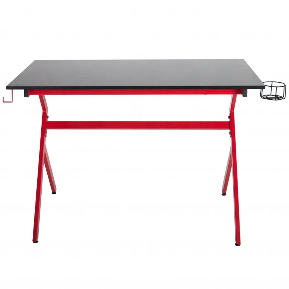 Ergonomic Gaming Desk with Cable Management - Red