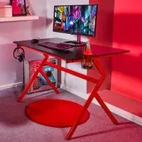 Ergonomic Gaming Desk with Cable Management - Red