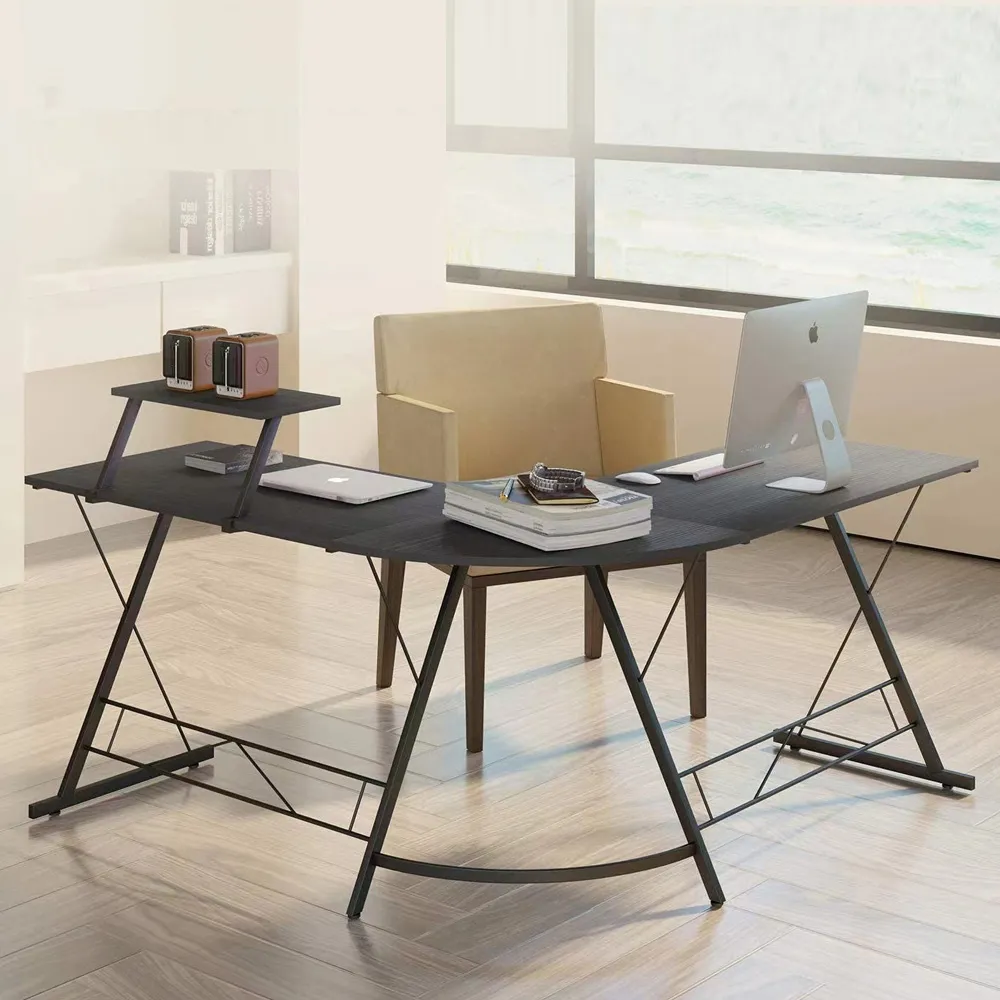 L-Shaped Corner Computer Desk - Black