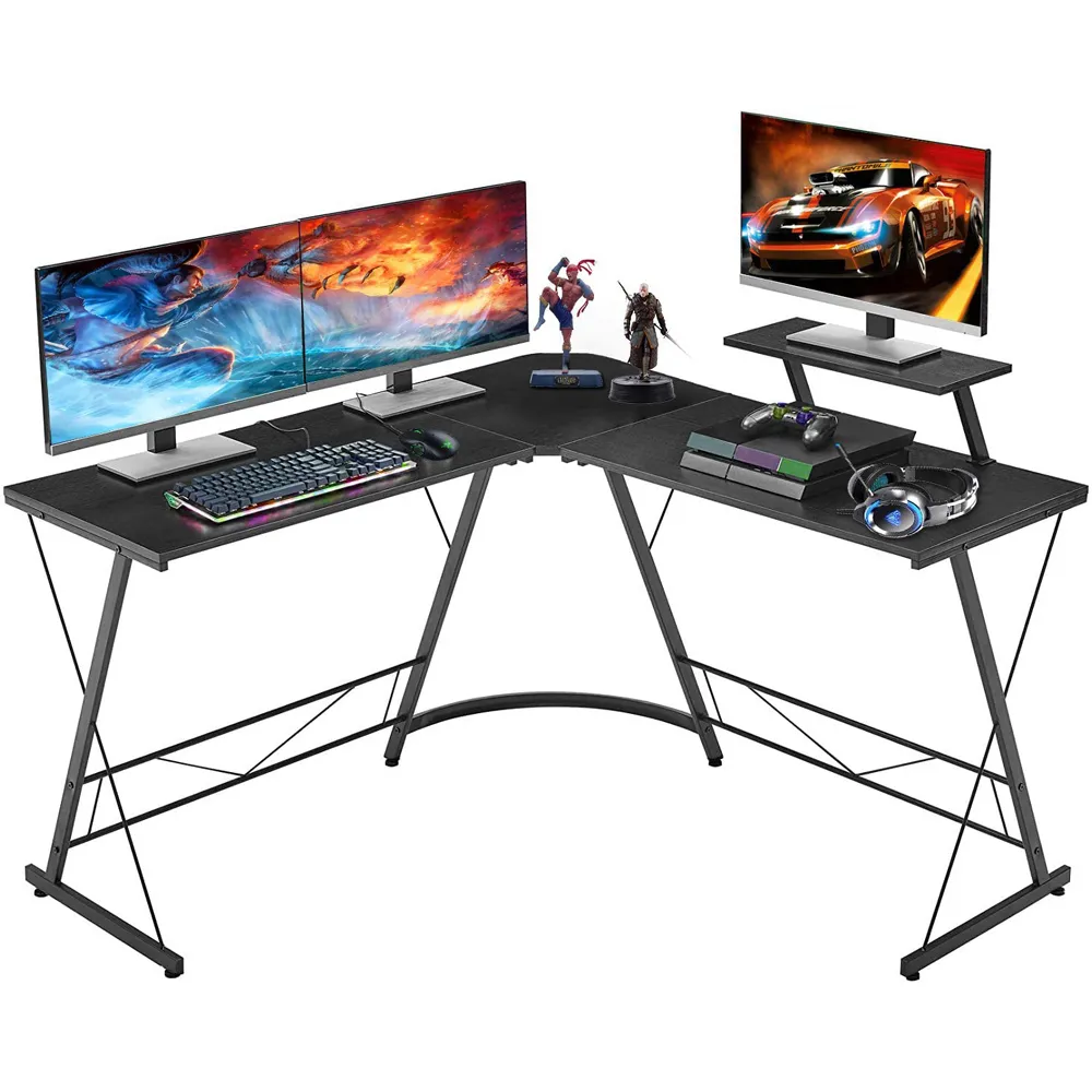 L-Shaped Corner Computer Desk - Black