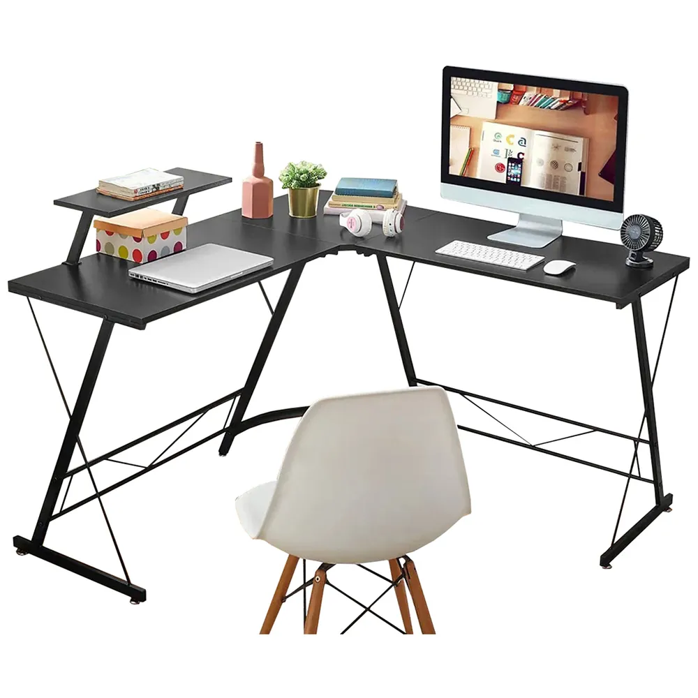 L-Shaped Corner Computer Desk - Black