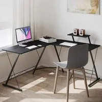 L-Shaped Corner Computer Desk - Black