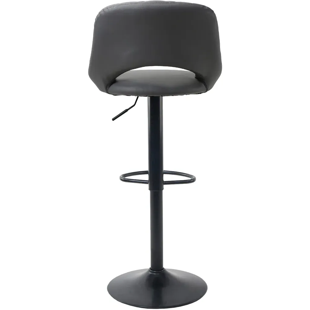 Milan Set of 2 Bar Stools Height Adjustable - Grey, Leather