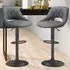 Milan Set of 2 Bar Stools Height Adjustable - Grey, Leather