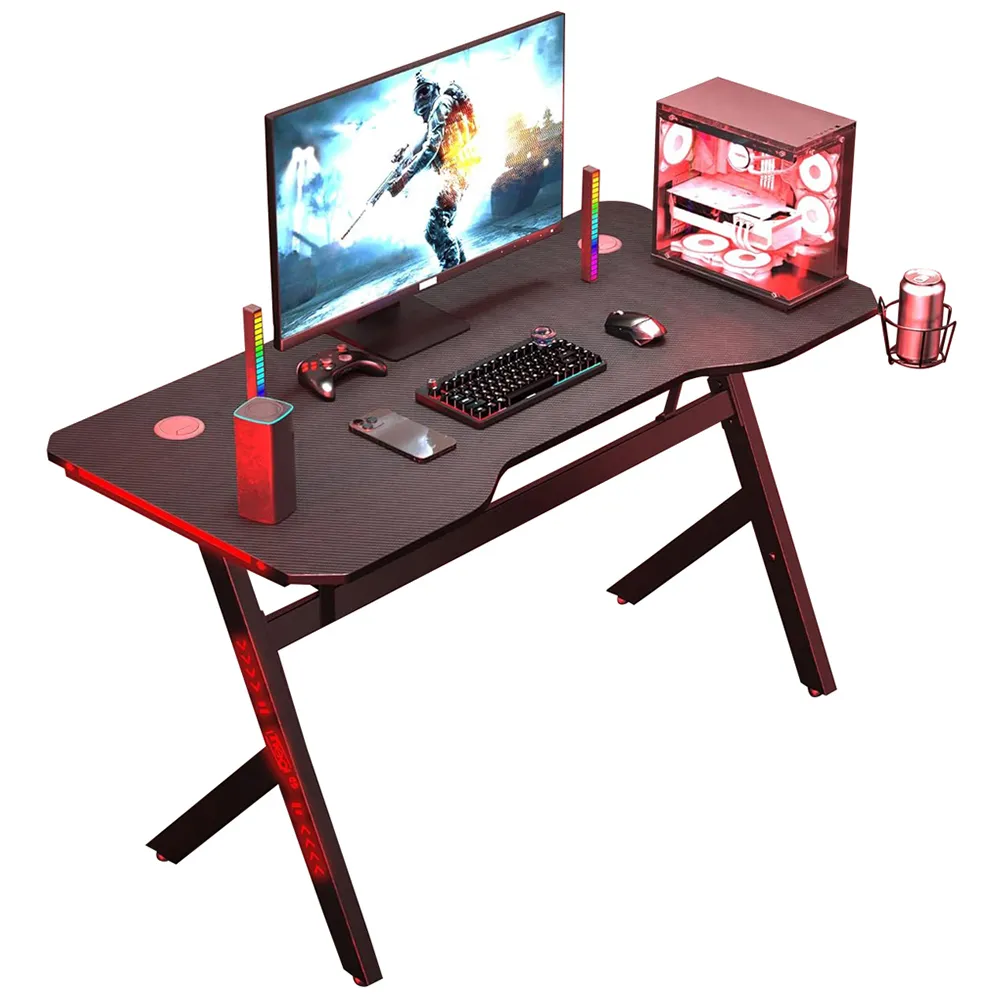Model 1 Gaming Desk with LED Lights - Black