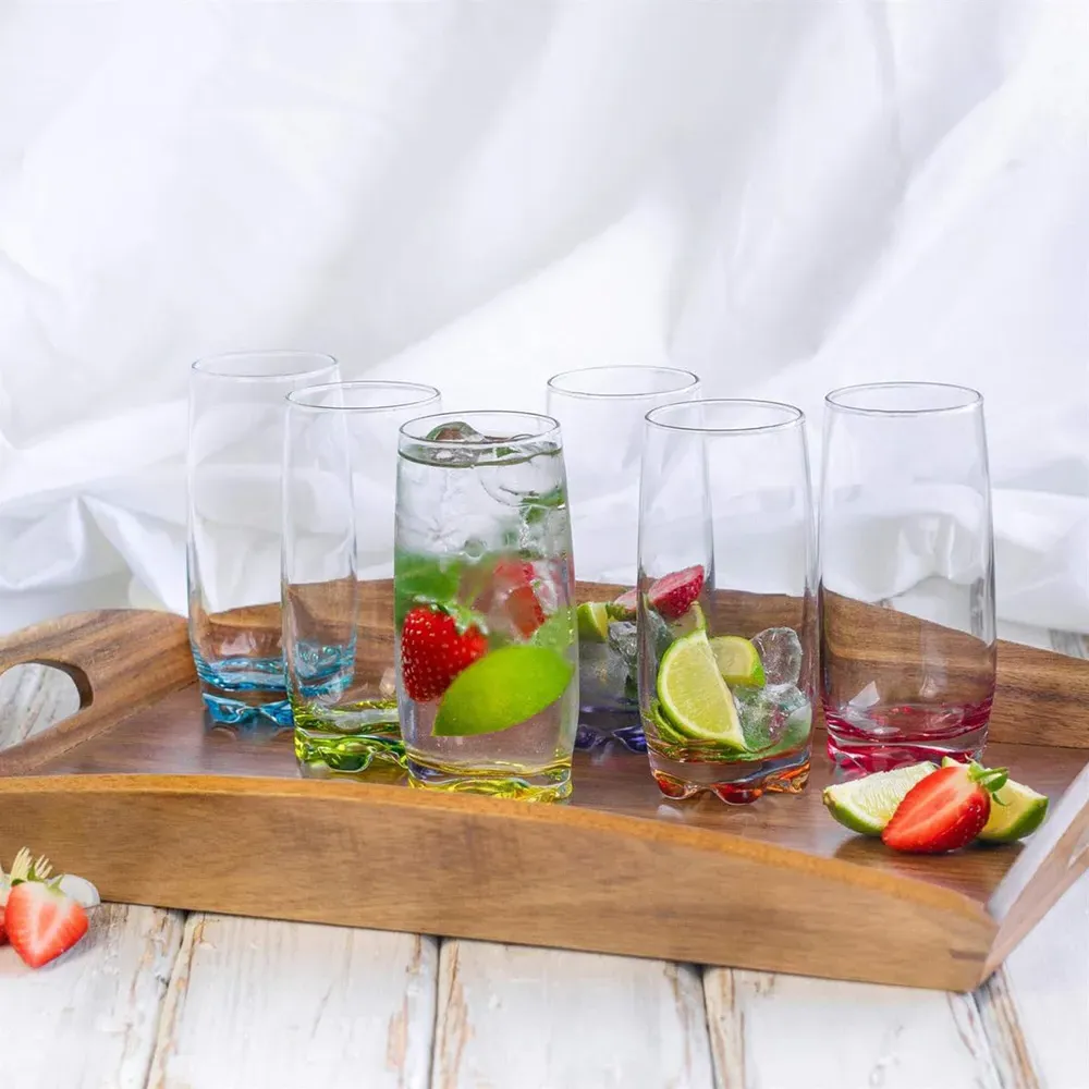 Neo Multicoloured Highball Glass 6 Pack - Clear