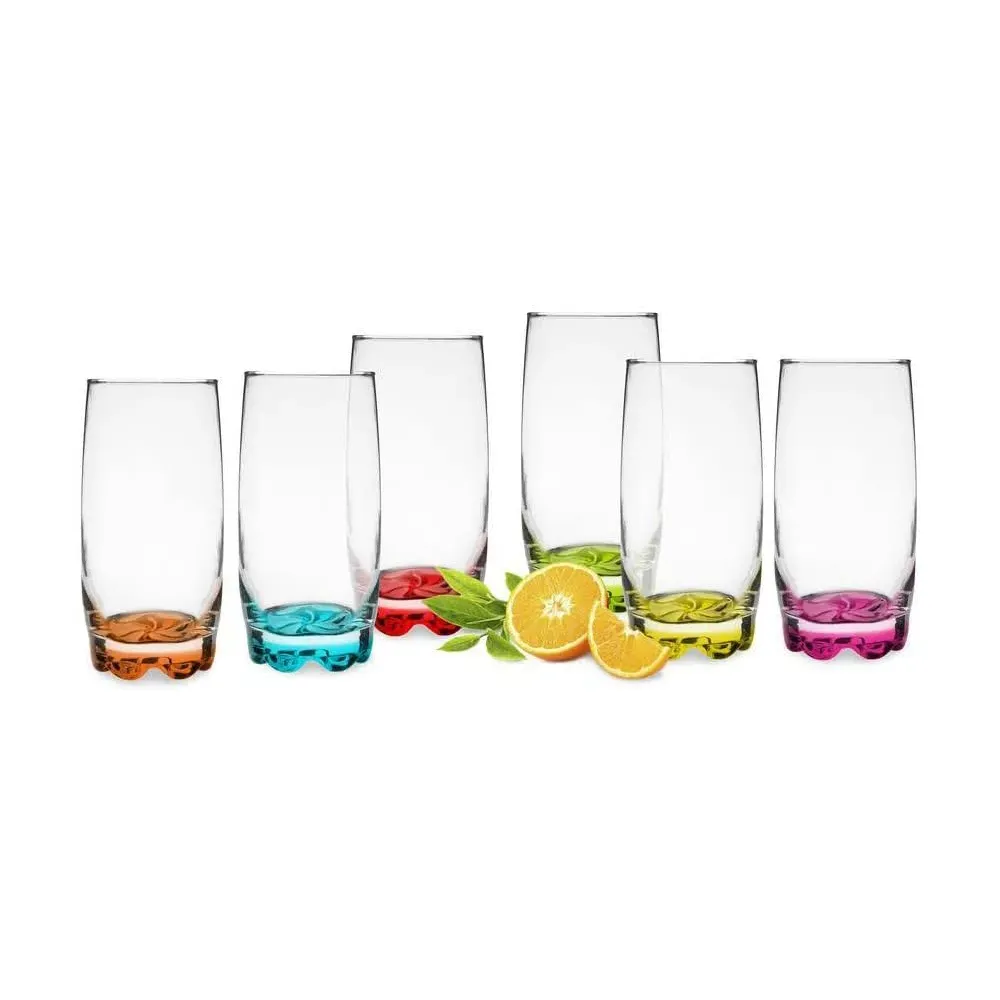 Neo Multicoloured Highball Glass 6 Pack - Clear