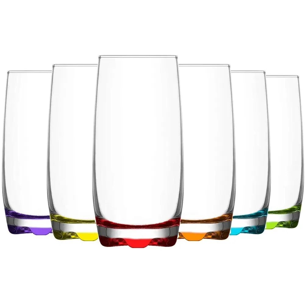 Neo Multicoloured Highball Glass 6 Pack - Clear image