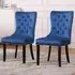 Set of 2 Studded Dining Chairs - Blue, Velvet