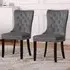 Set of 2 Studded Dining Chairs - Dark Grey, Velvet