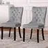 Set of 2 Studded Dining Chairs - Grey, Velvet