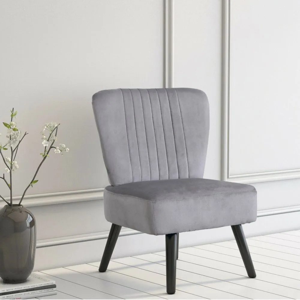 Shell Accent Chair - Grey, Velvet