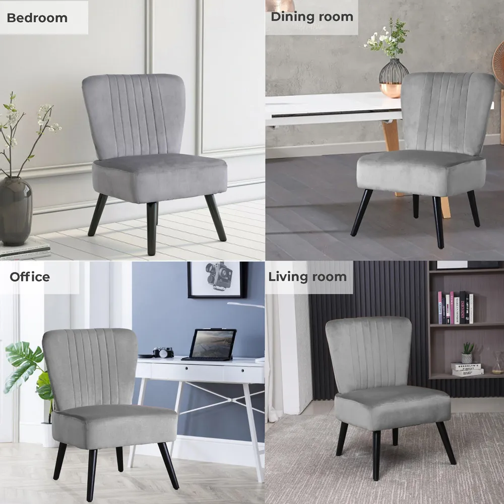 Shell Accent Chair - Grey, Velvet