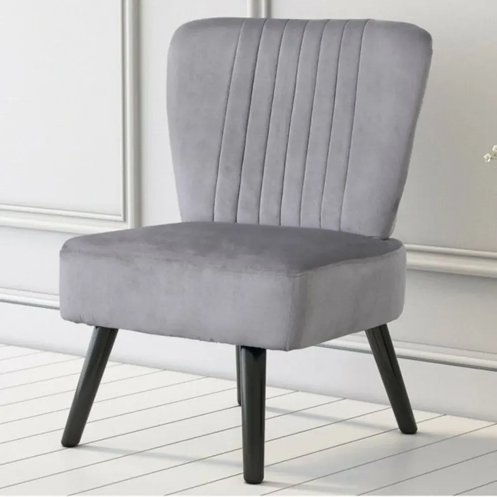 Shell Accent Chair - Grey, Velvet