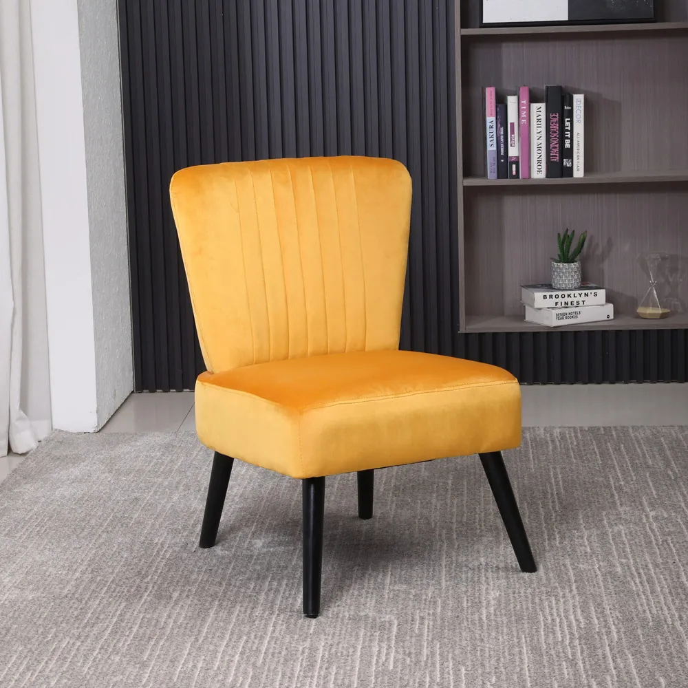 Shell Accent Chair - Yellow, Velvet