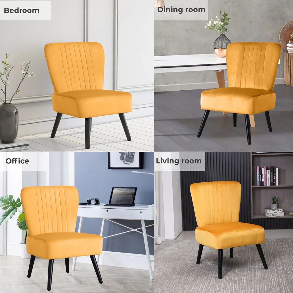 Shell Accent Chair - Yellow, Velvet