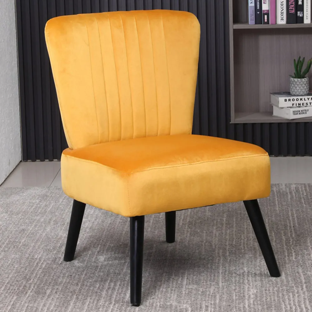 Shell Accent Chair - Yellow, Velvet