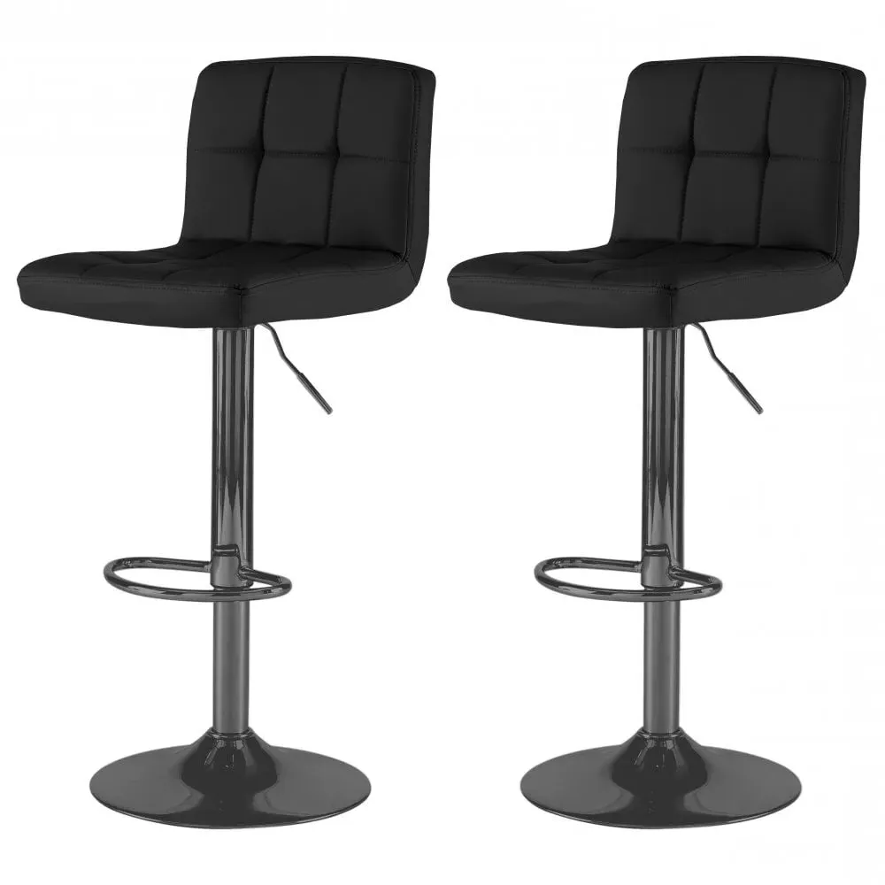 Swivel Bar Stool Set of 2 - Black, Faux Leather