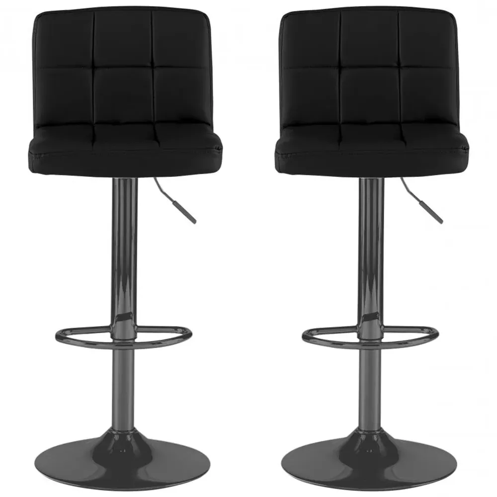 Swivel Bar Stool Set of 2 - Black, Faux Leather