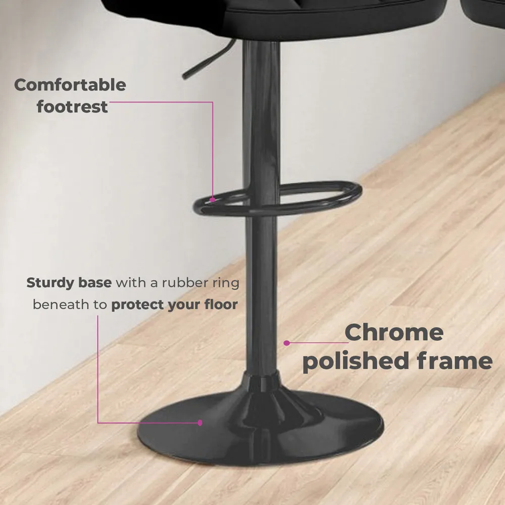 Swivel Bar Stool Set of 2 - Black, Faux Leather