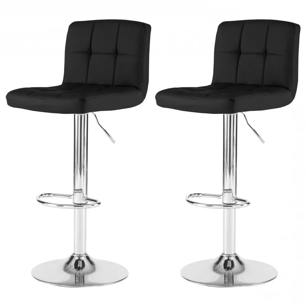 Swivel Bar Stool Set of 2 - Black, Faux Leather