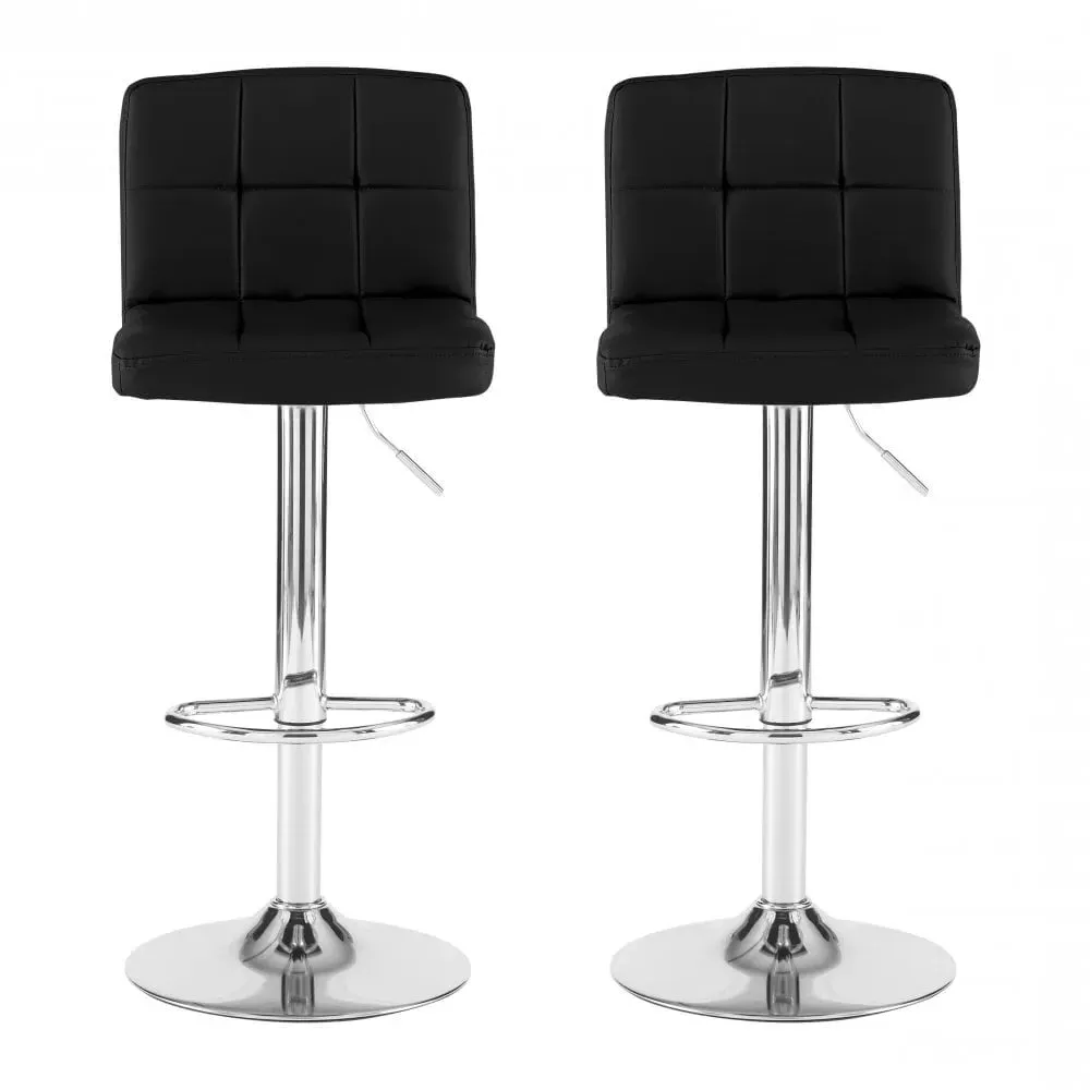 Swivel Bar Stool Set of 2 - Black, Faux Leather