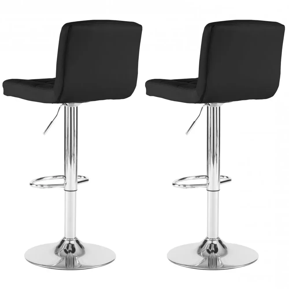 Swivel Bar Stool Set of 2 - Black, Faux Leather