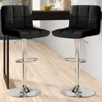 Swivel Bar Stool Set of 2 - Black, Faux Leather