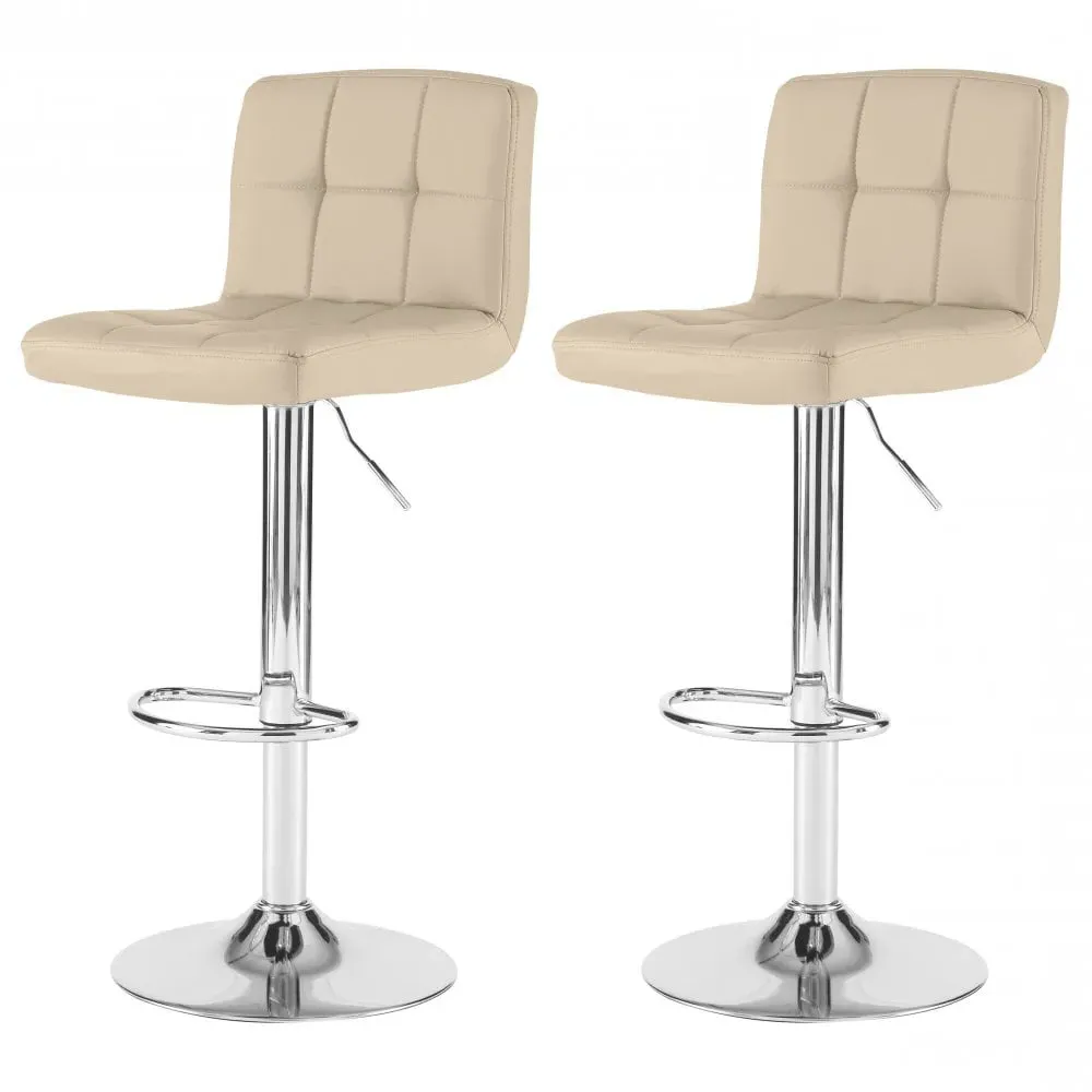 Swivel Bar Stool Set of 2 - Cream, Faux Leather