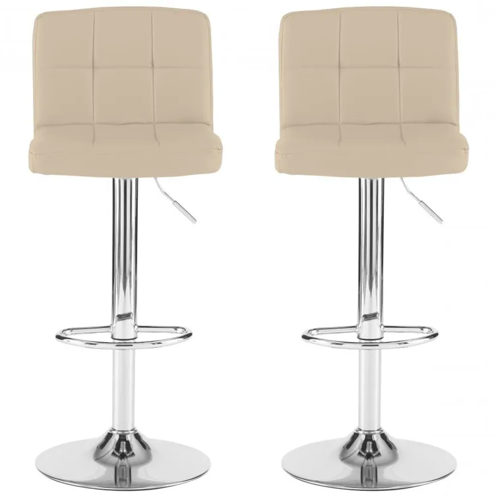 Swivel Bar Stool Set of 2 - Cream, Faux Leather