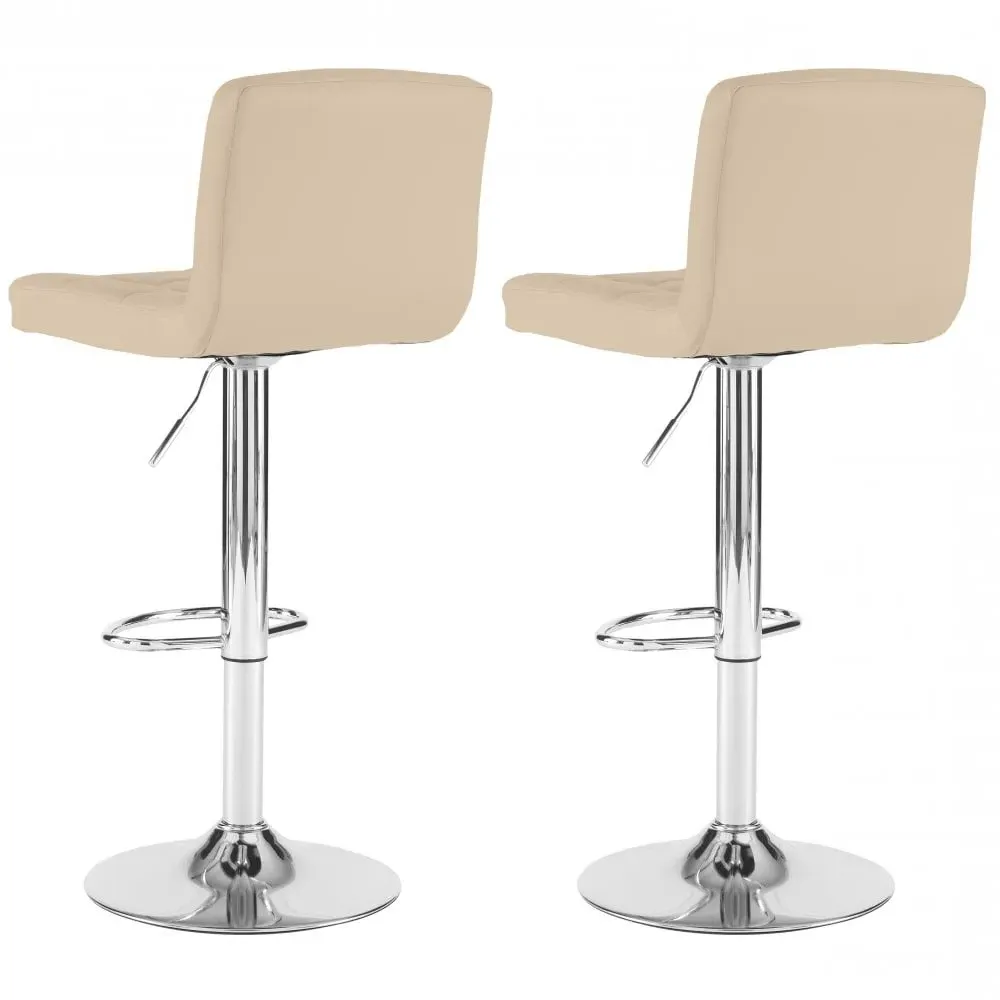 Swivel Bar Stool Set of 2 - Cream, Faux Leather