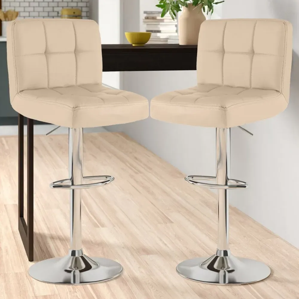 Swivel Bar Stool Set of 2 - Cream, Faux Leather image